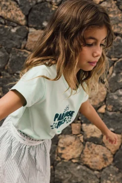 Maglietta a maglia per bambina in colore verde acqua