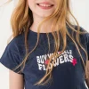 Maglietta a maglia per bambina in blu navy.