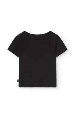 Maglietta a maglia per bambina di colore nero.