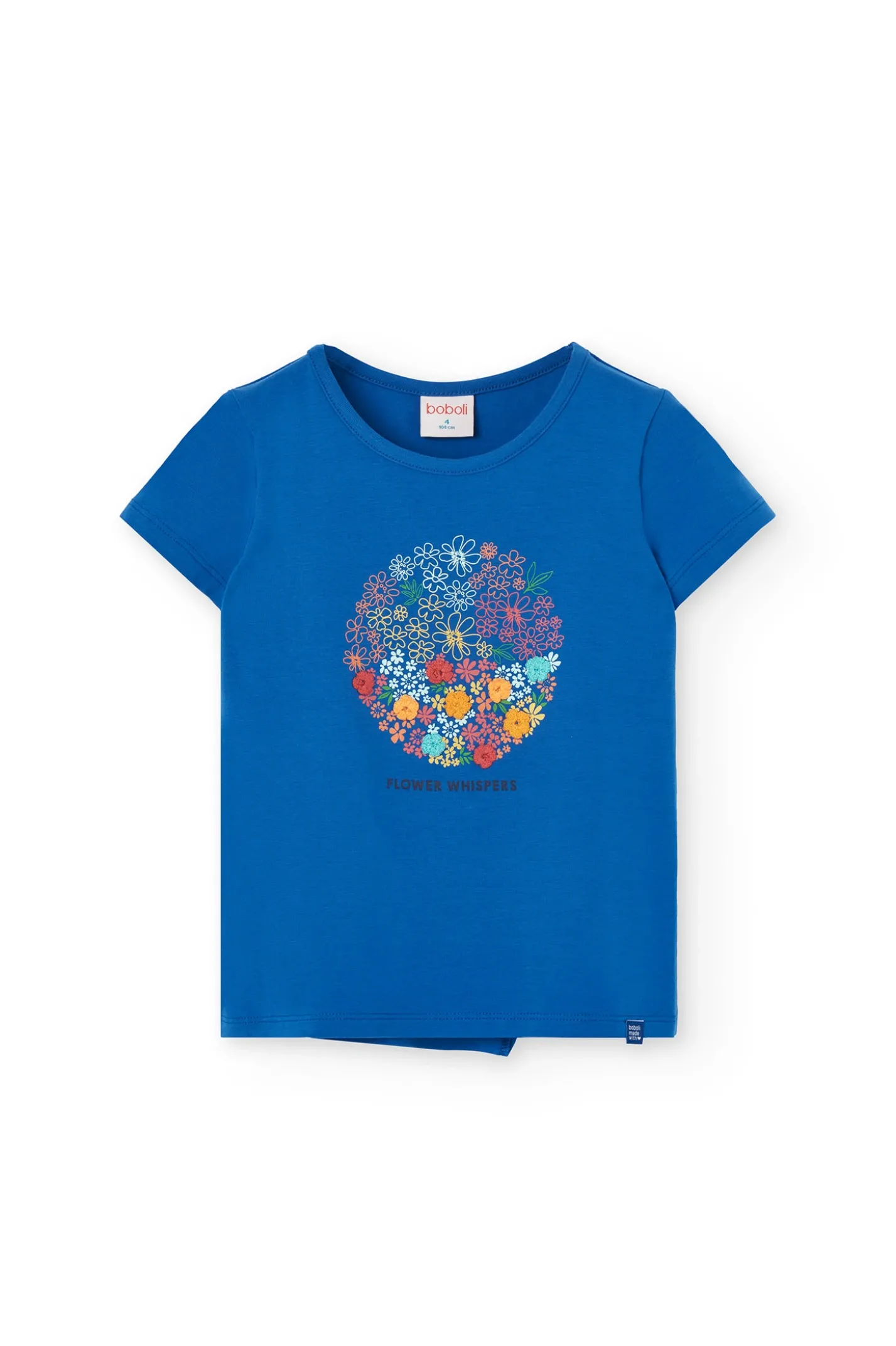 Maglietta a maglia per bambina di colore blu.