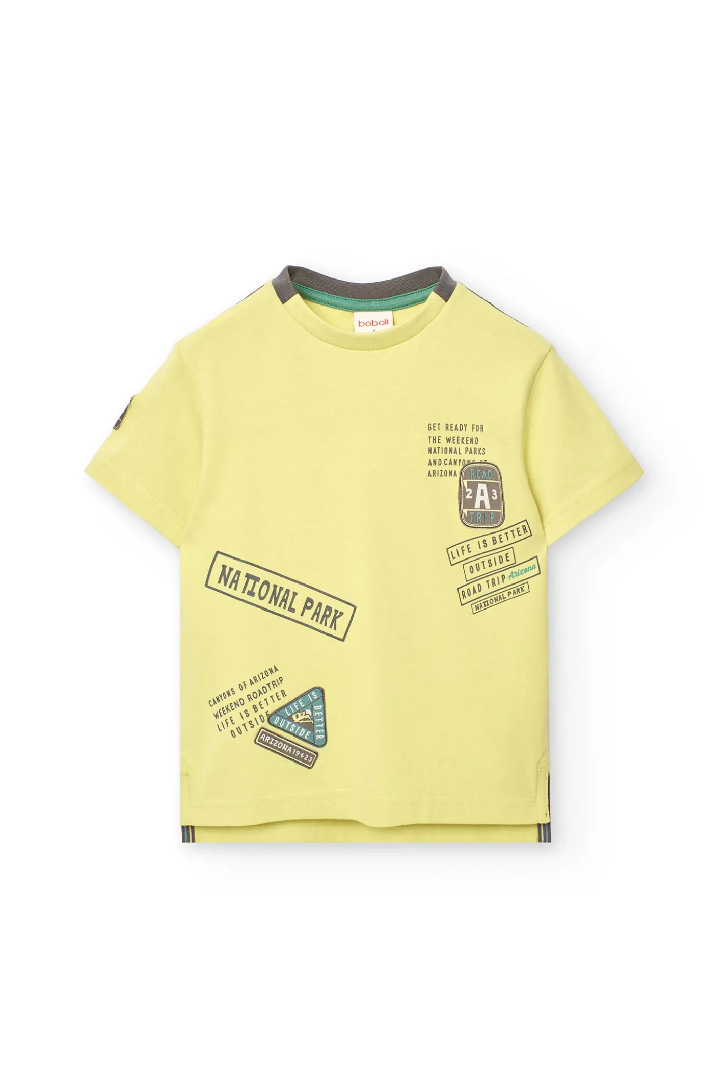 Maglietta a maglia per bambino di colore verde con stampa
