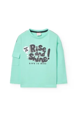 Maglietta a maglia per bambino in colore acqua