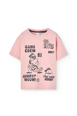 Maglietta a maglia per bambino in colore rosa.