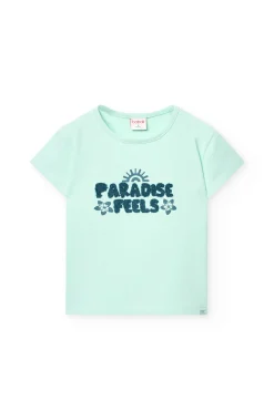Maglietta a maglia per bambina in colore verde acqua