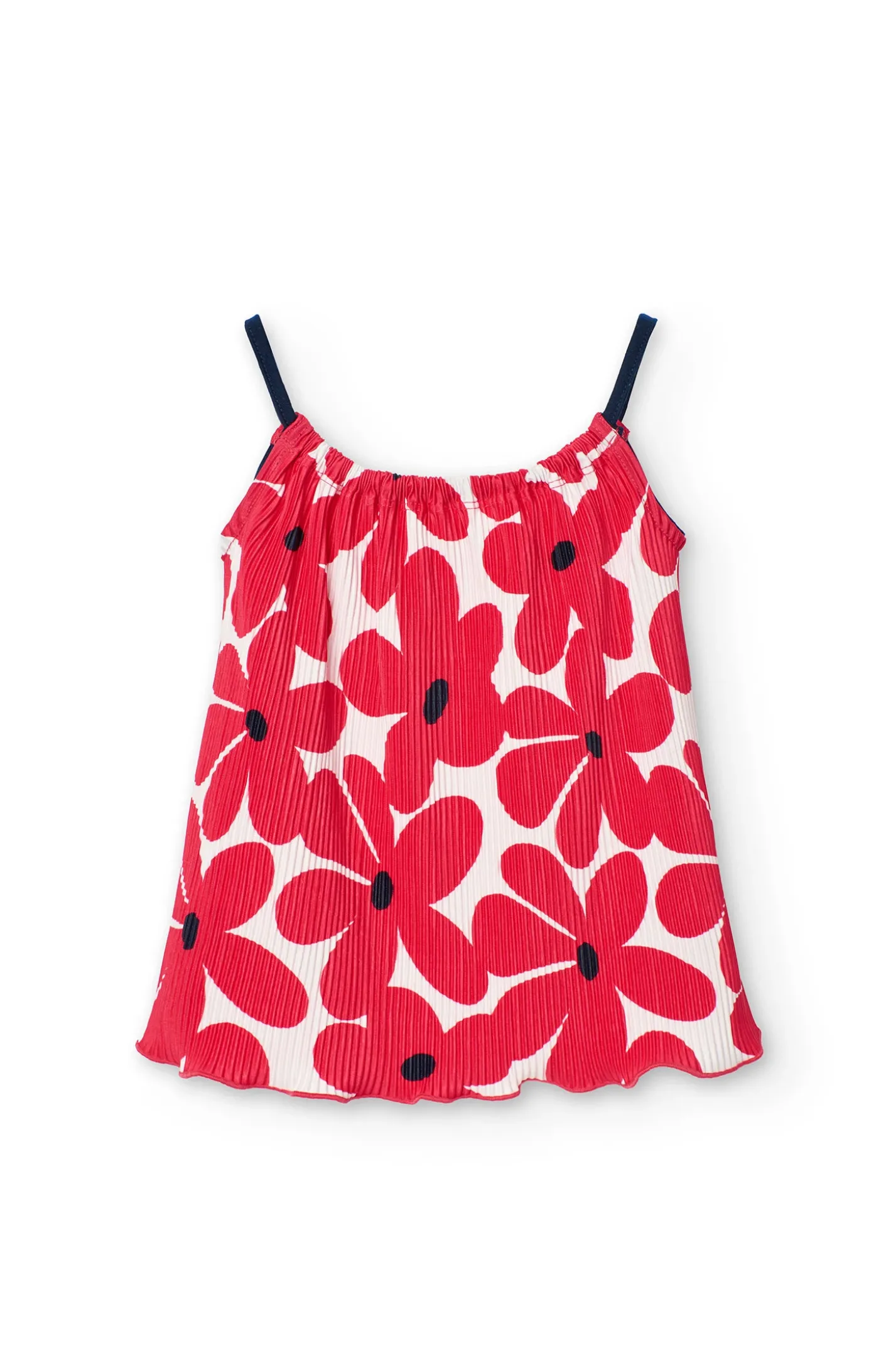 Maglietta a maglia per bambina con stampa floreale in rosso e bianco