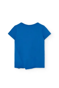 Maglietta a maglia per bambina di colore blu.