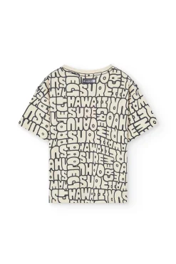 Maglietta a maglia per bambino con stampa in color crema
