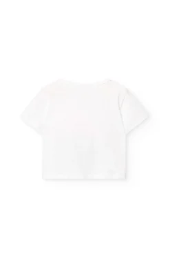 Maglietta a maglia per bambina di colore bianco.