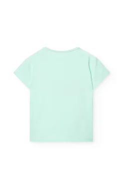 Maglietta a maglia per bambina in colore verde acqua
