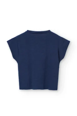 Maglietta a maglia per bambina in blu navy.