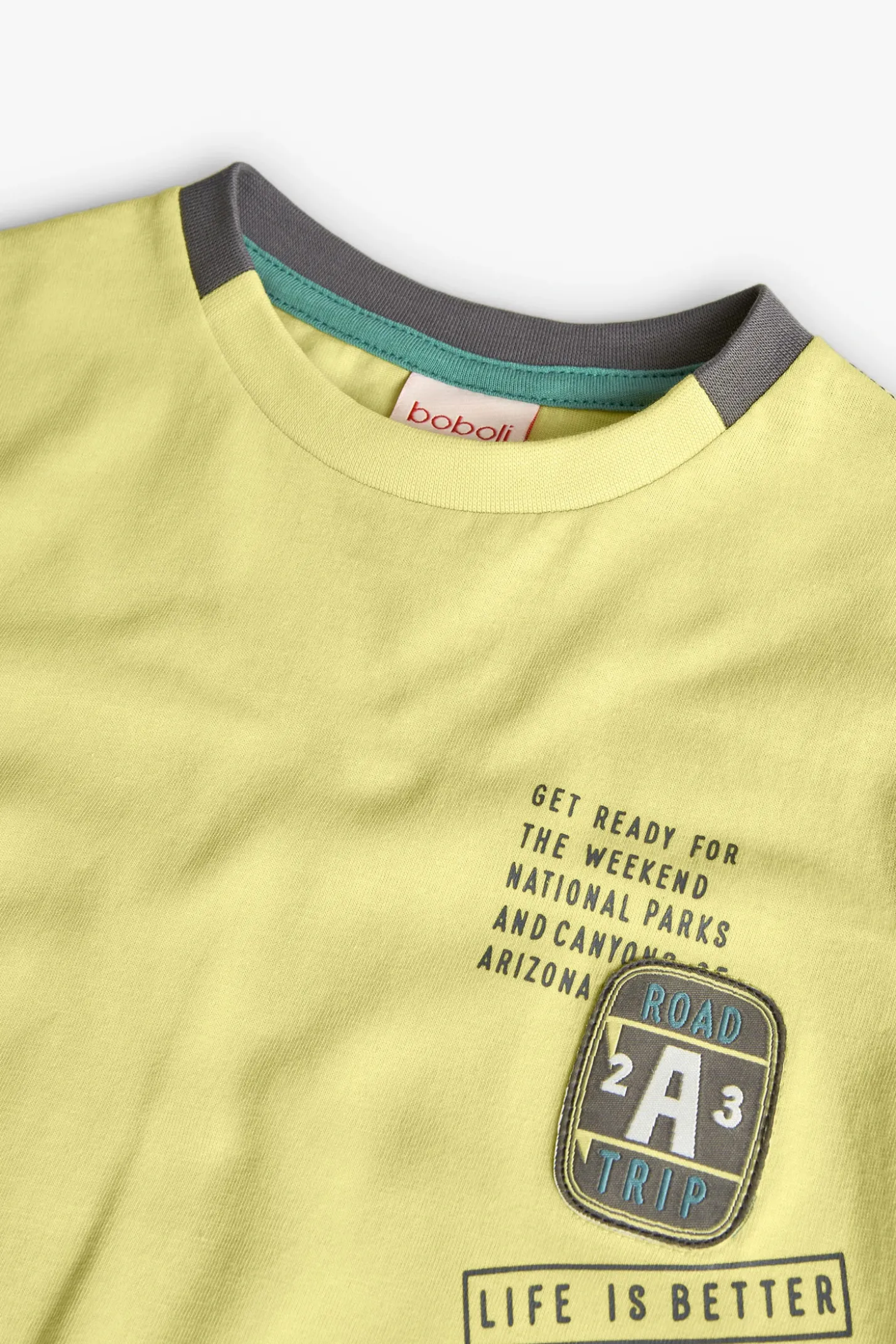 Maglietta a maglia per bambino di colore verde con stampa