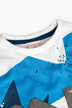 Maglietta a maglia per bambino in colore bianco con motivo di dinosauri