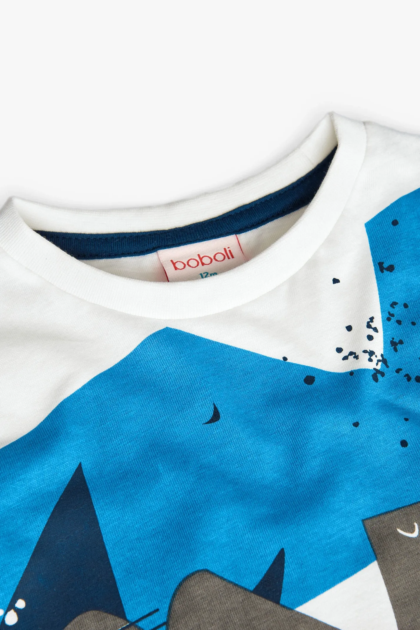 Maglietta a maglia per bambino in colore bianco con motivo di dinosauri