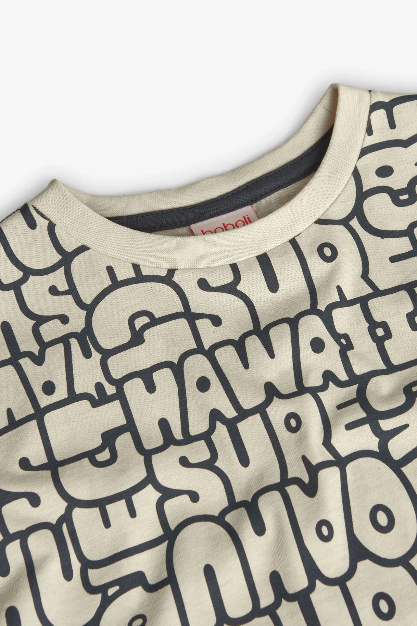 Maglietta a maglia per bambino con stampa in color crema