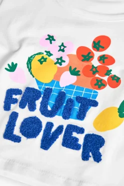 Maglietta a maglia per bambina di colore bianco.