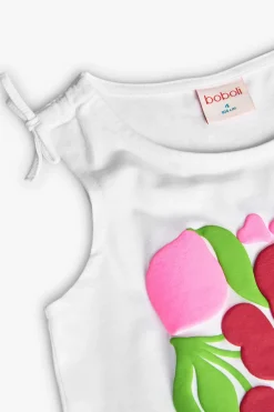 Maglietta a maglia per bambina di colore bianco con stampa
