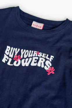 Maglietta a maglia per bambina in blu navy.