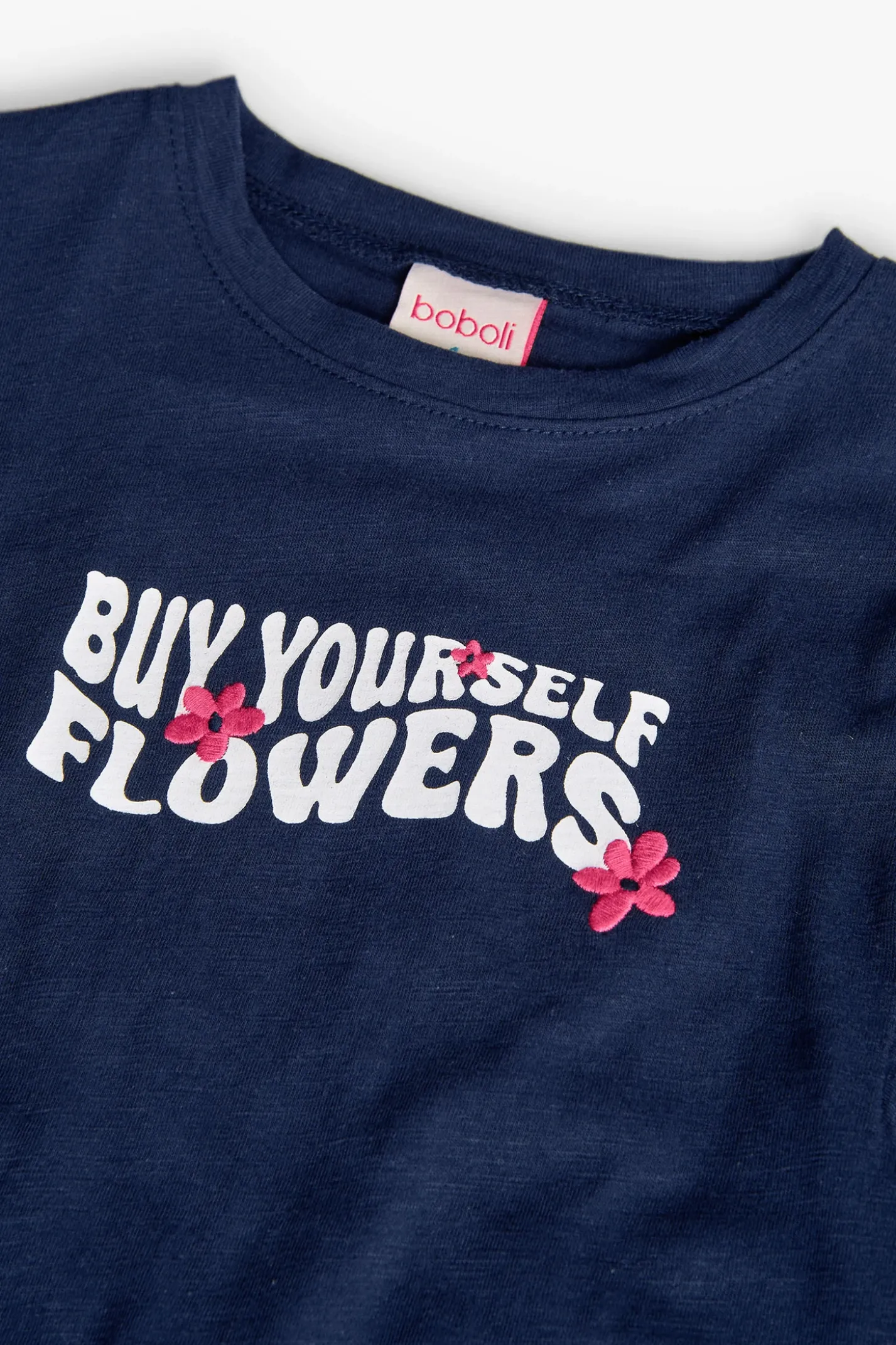 Maglietta a maglia per bambina in blu navy.