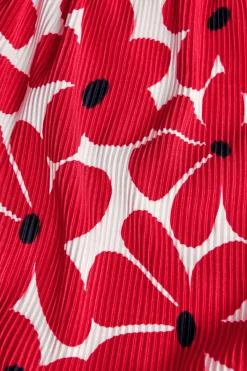 Maglietta a maglia per bambina con stampa floreale in rosso e bianco
