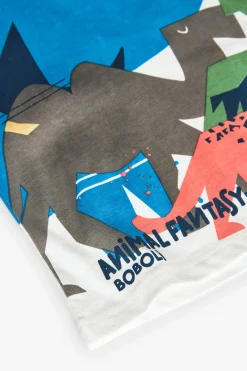 Maglietta a maglia per bambino in colore bianco con motivo di dinosauri