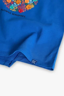 Maglietta a maglia per bambina di colore blu.