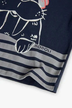 Maglietta a maglia per bambino in blu marino con stampa