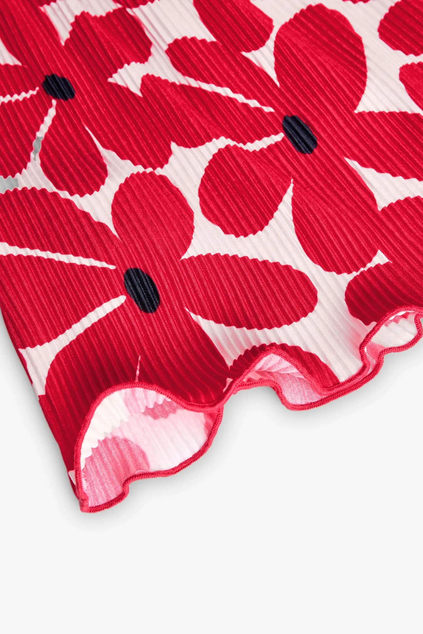 Maglietta a maglia per bambina con stampa floreale in rosso e bianco