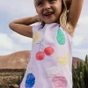 Maglietta a maglia per neonata in colore bianco con stampa di frutti