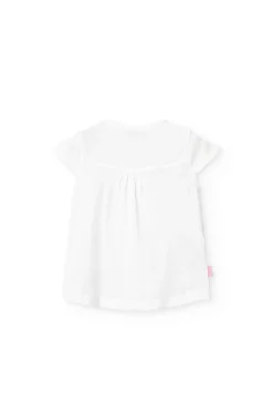 Maglietta a maglia per neonata in colore bianco con stampa di frutti