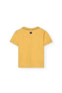 Maglietta a maglia per neonato in colore giallo con stampa.