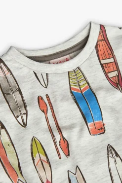 Maglietta a maglia per neonato con stampa di surfisti