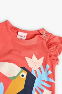 Maglietta a maglia per neonata in rosso con stampa