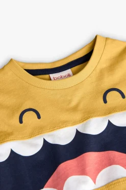 Maglietta a maglia per neonato in colore giallo con stampa.