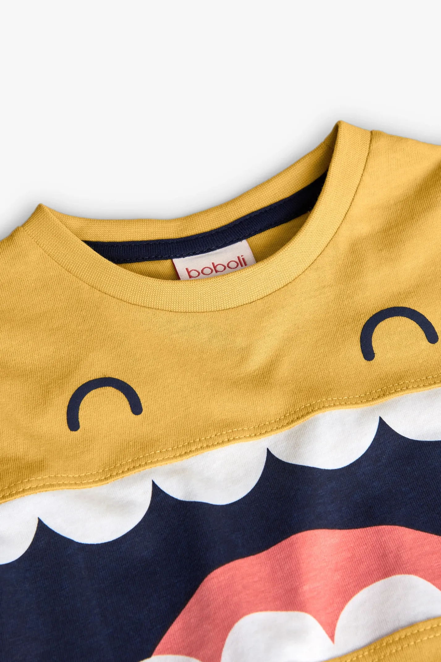 Maglietta a maglia per neonato in colore giallo con stampa.