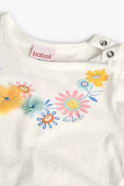 Maglietta a maglia per neonata in colore bianco combinato