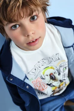 Maglietta base in maglia per bambino di colore bianco