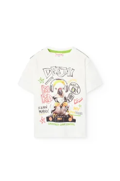 Maglietta base in maglia per bambino di colore bianco
