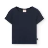 Maglietta basic in jersey per bambina di colore blu navy