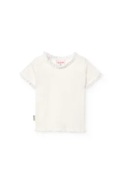 Maglietta basic in jersey per neonata di colore bianco.