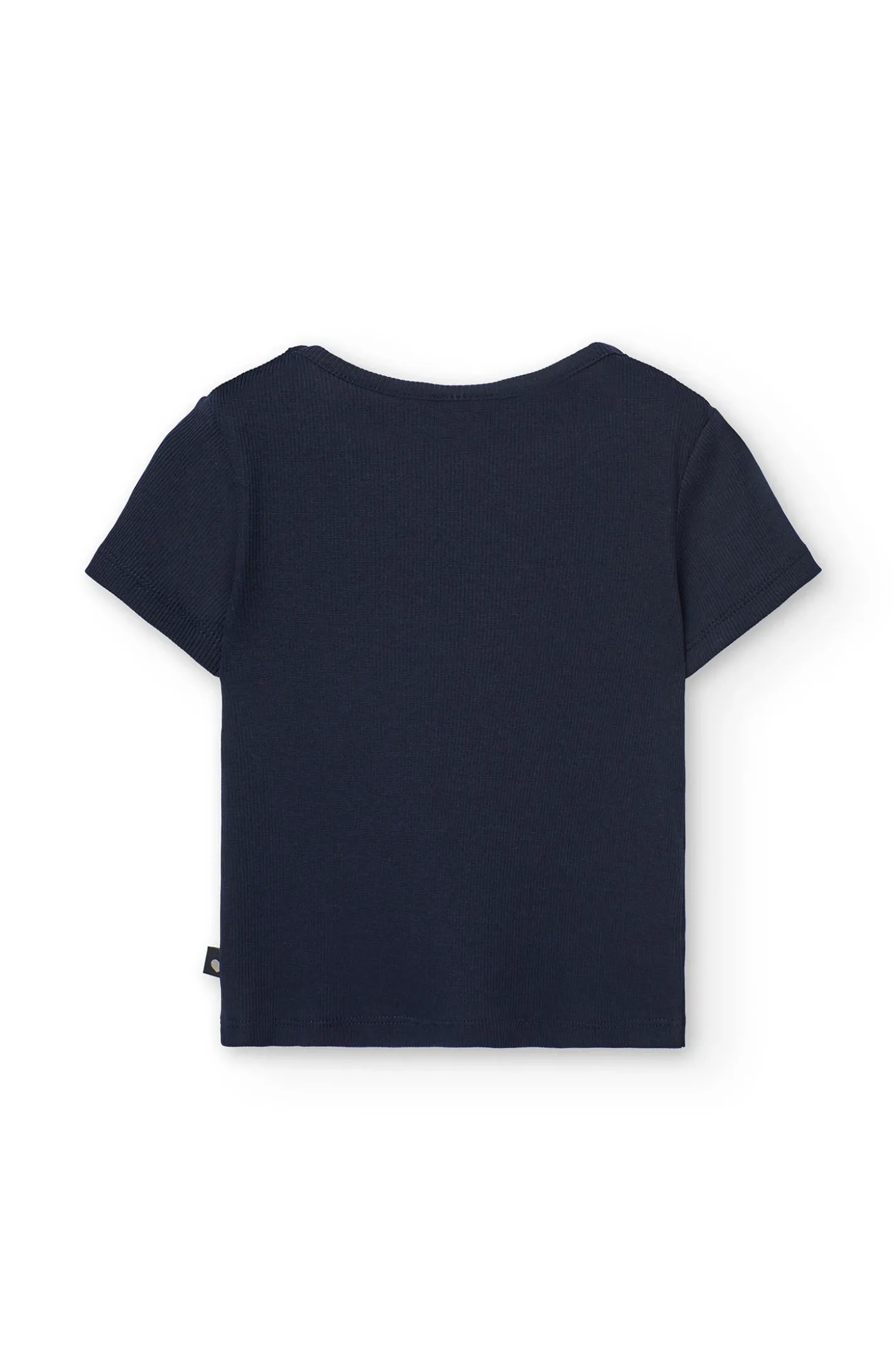 Maglietta basic in jersey per bambina di colore blu navy