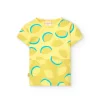 Maglietta basic in maglia per bambina di colore giallo.