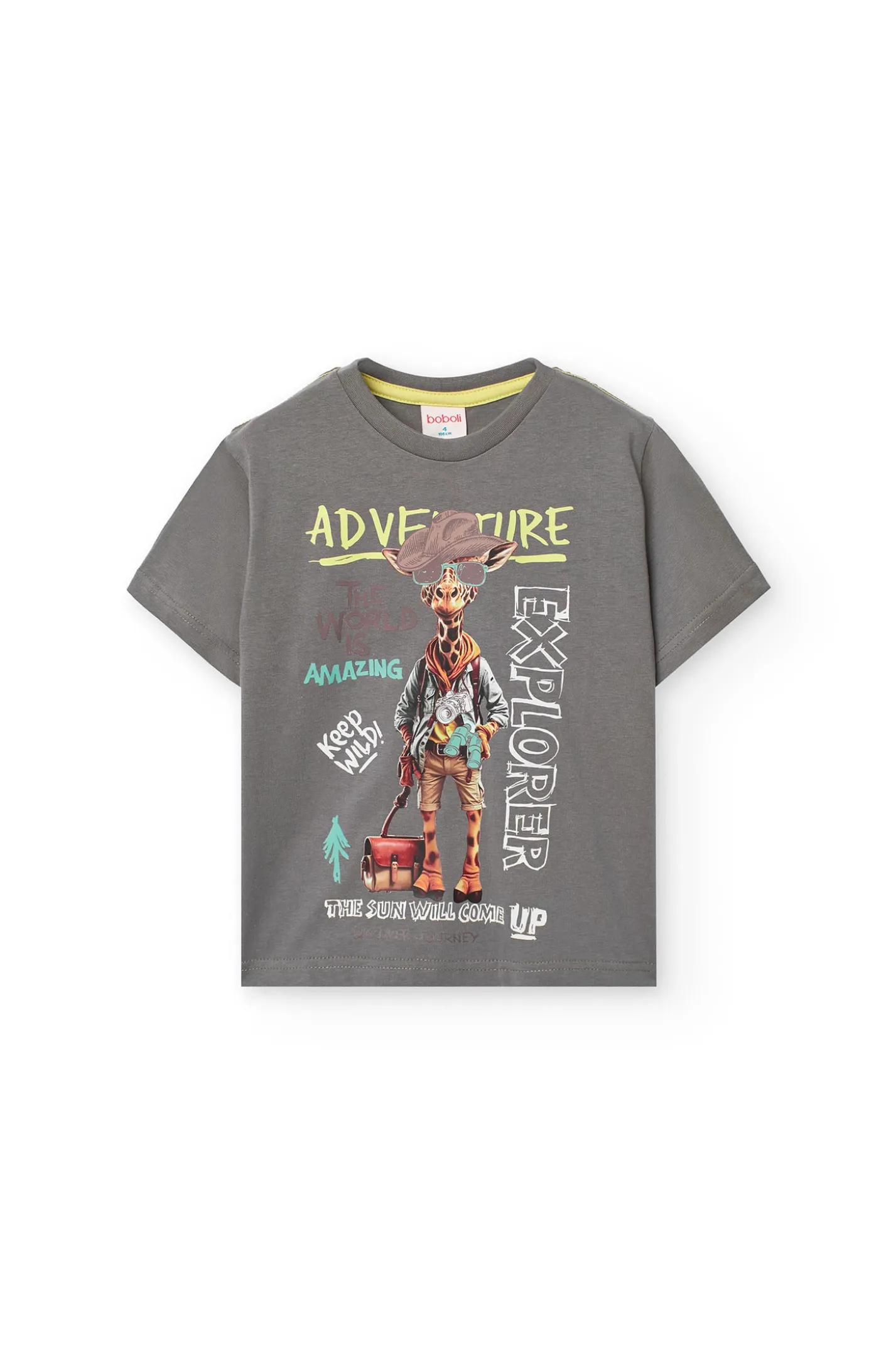 Maglietta basic in maglia per bambino di colore grigio