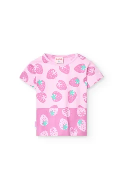 Maglietta basica in maglia per neonata in colore rosa