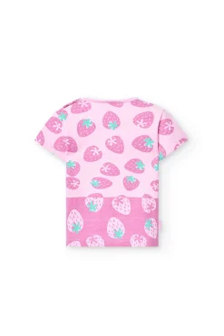 Maglietta basica in maglia per neonata in colore rosa