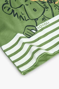 Maglietta basica in maglia per neonato in verde con stampa di scimmia
