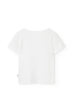 Maglietta di base in maglia per bambina di colore bianco.