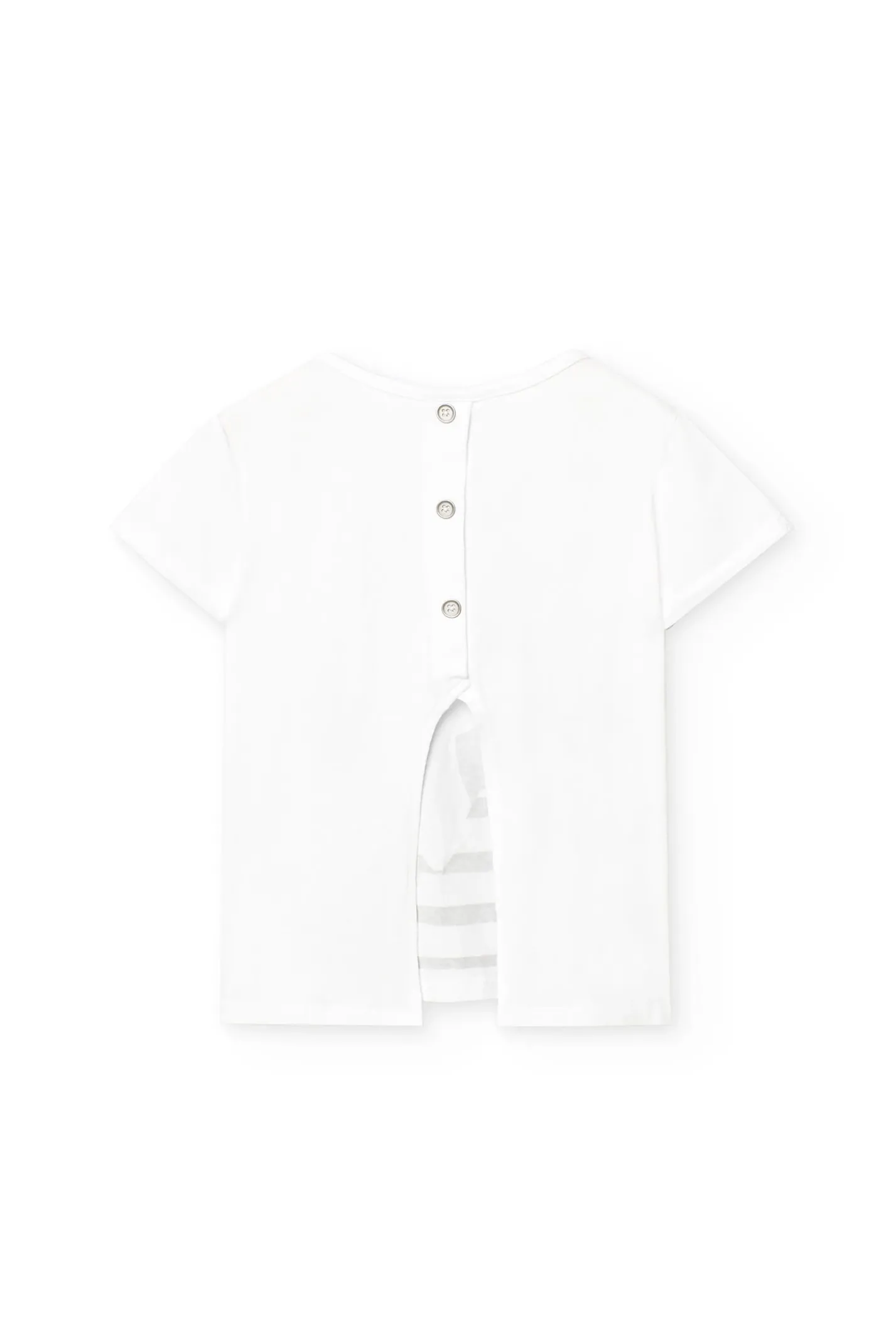 Maglietta di maglia per bambina di colore bianco con stampa di bambina.