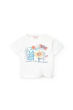 Maglietta di maglia per neonata in bianco