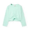 Maglietta elastica a maglia per bambina in colore verde