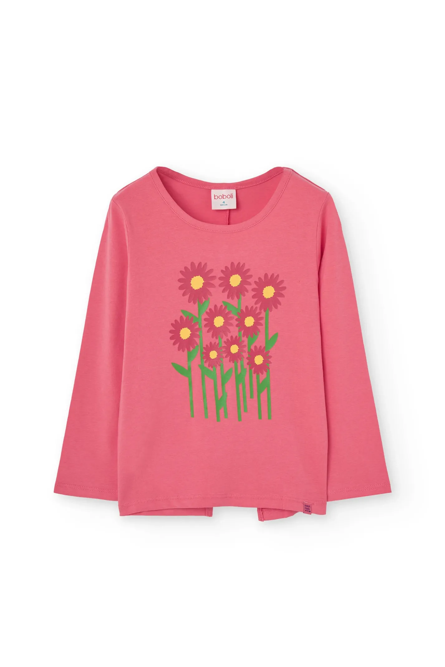 Maglietta elastica a maglia per bambina colore fragola